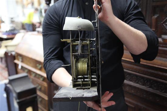 An early 19th century oak eight day longcase clock, 7ft 1in.